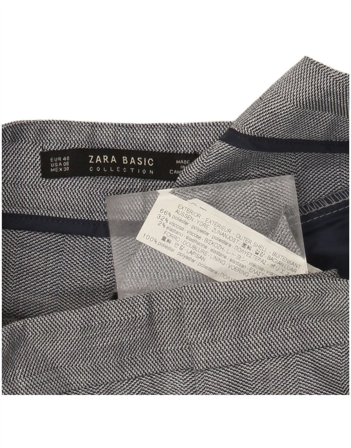 Женские узкие костюмные брюки Zara EU 40 Medium W30 L27, серый полиэстер с шевроном