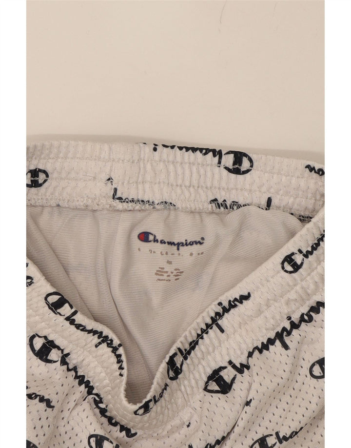 CHAMPION Boys Graphic Sport Shorts 9-10 Years Medium White Polyester Vintage Champion and Second-Hand Champion from Messina Hembry 
