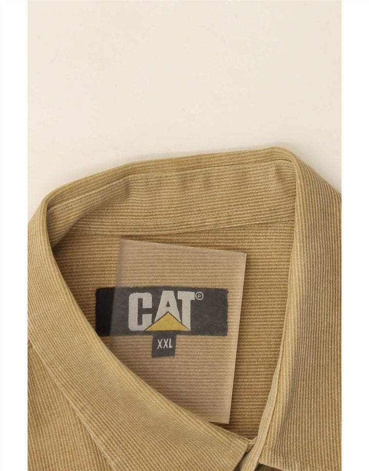 Мужская рубашка CAT 2XL бежевая в тонкую полоску
