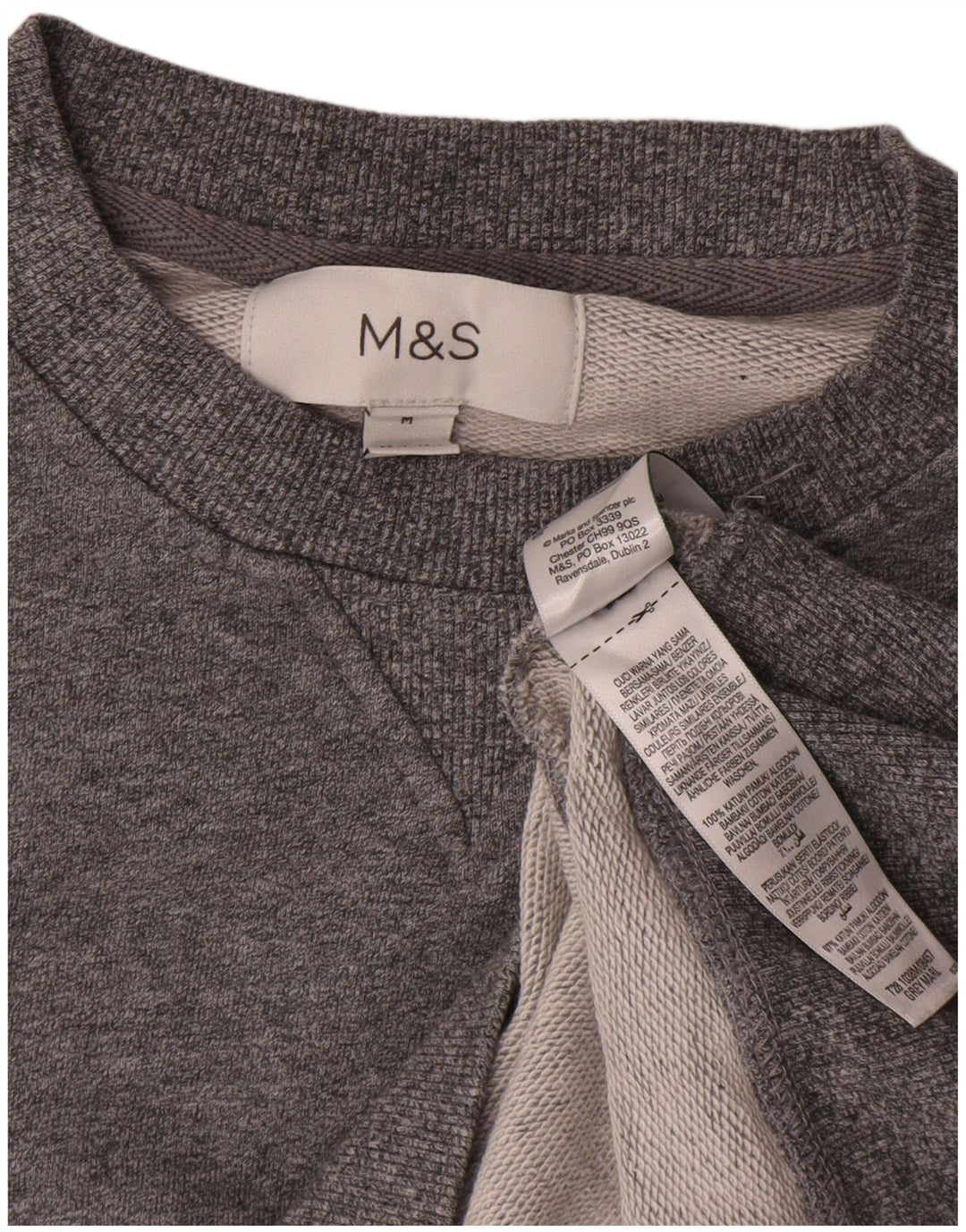 Мужской свитшот Marks & Spencer, хлопковый джемпер среднего серого цвета с крапинками
