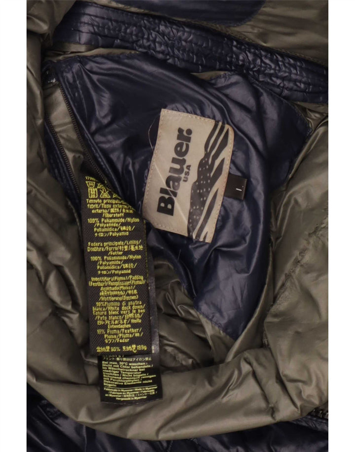Мужская утепленная куртка с капюшоном Blauer UK 40, большая, темно-синяя, полиамид