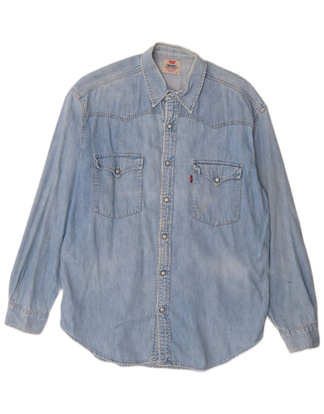 Мужская джинсовая рубашка Levi's, большая синяя хлопковая ткань