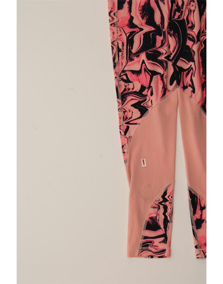 NIKE Girls Dri Fit Abstract Pattern Leggings 10-11 Years Medium Pink Vintage Nike and Second-Hand Nike from Messina Hembry 