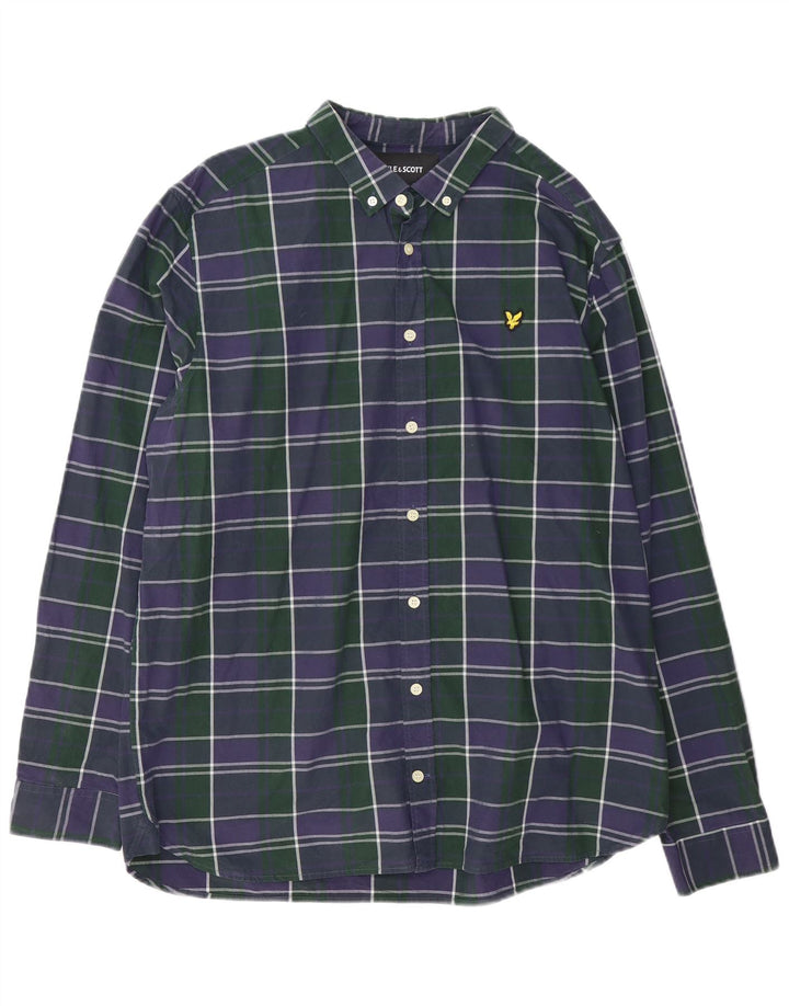 Мужская рубашка Lyle & Scott 2XL, темно-синяя клетка, хлопок