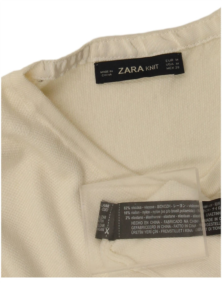 Женский кардиган Zara UK 12, средний белый вискоза