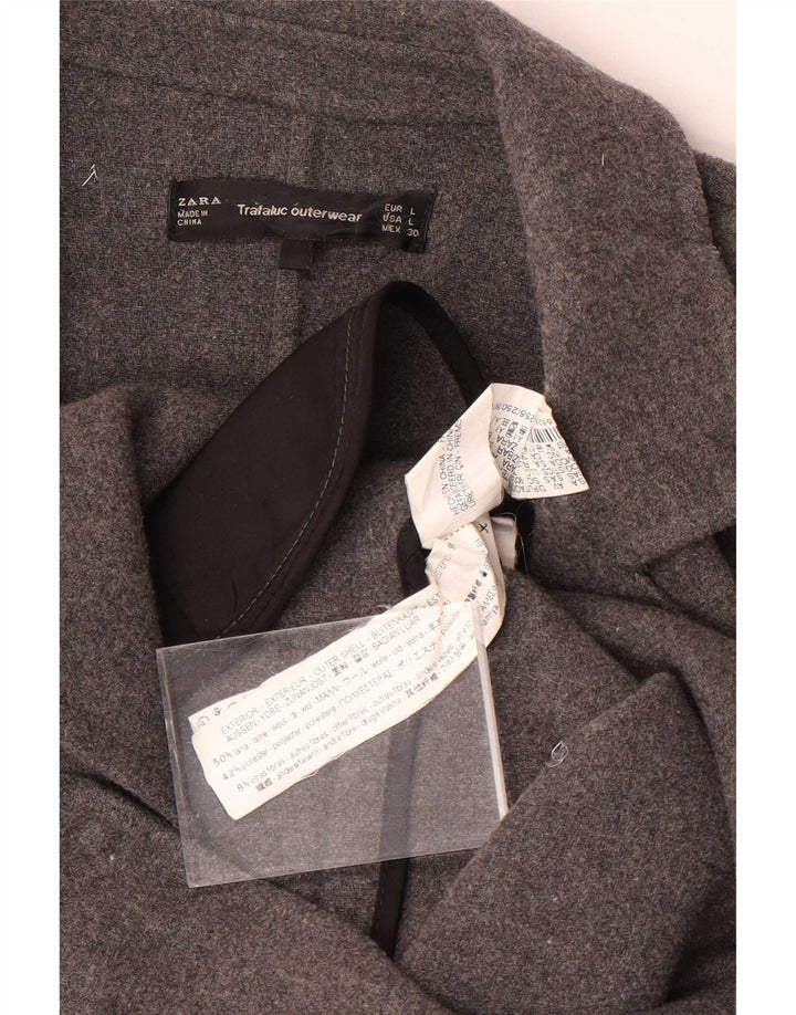 Женское открытое пальто Zara Trafaluc UK 16, большое, серое, шерстяное