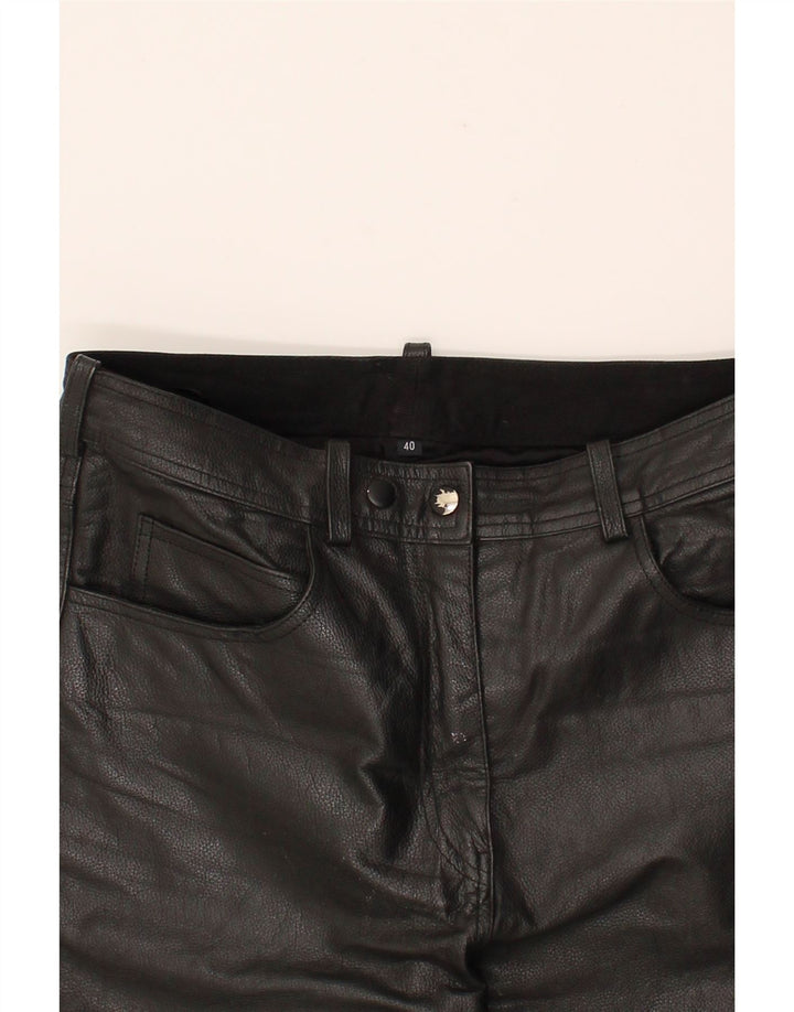 VINTAGE Womens Straight Trousers EU 40 Medium W30 L29 Black Leather Vintage Vintage and Second-Hand Vintage from Messina Hembry 