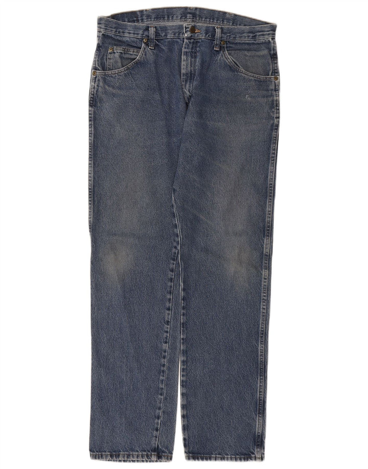 WRANGLER Mens Regular Fit Straight Jeans W36 L34  Blue Cotton