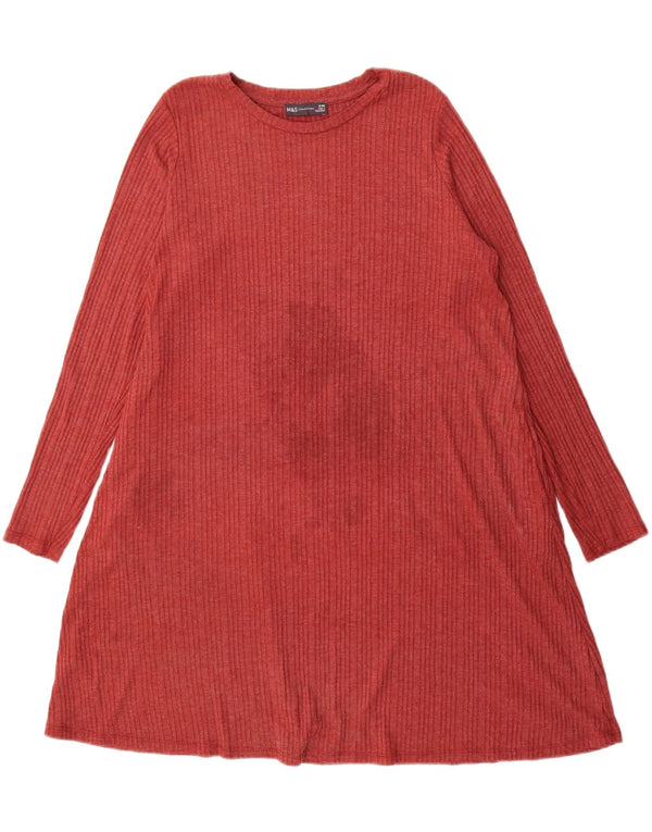 Женское платье-палатка Marks & Spencer с длинными рукавами, Великобритания, 18 XL, бордовый полиэстер
