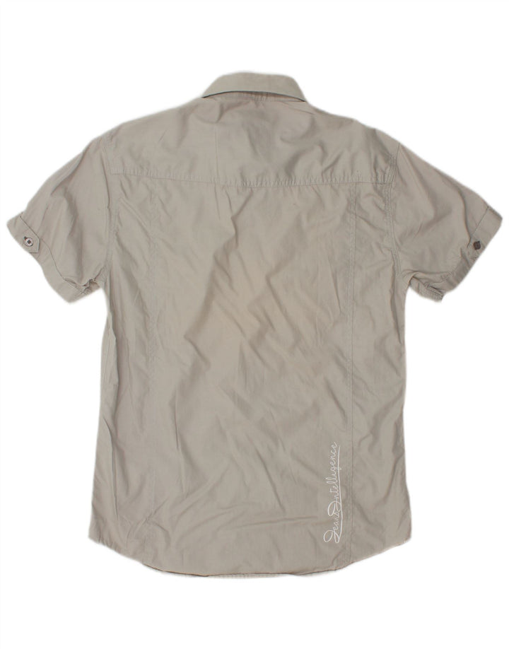 JACK & JONES Мужская рубашка с коротким рукавом среднего серого цвета, хлопок