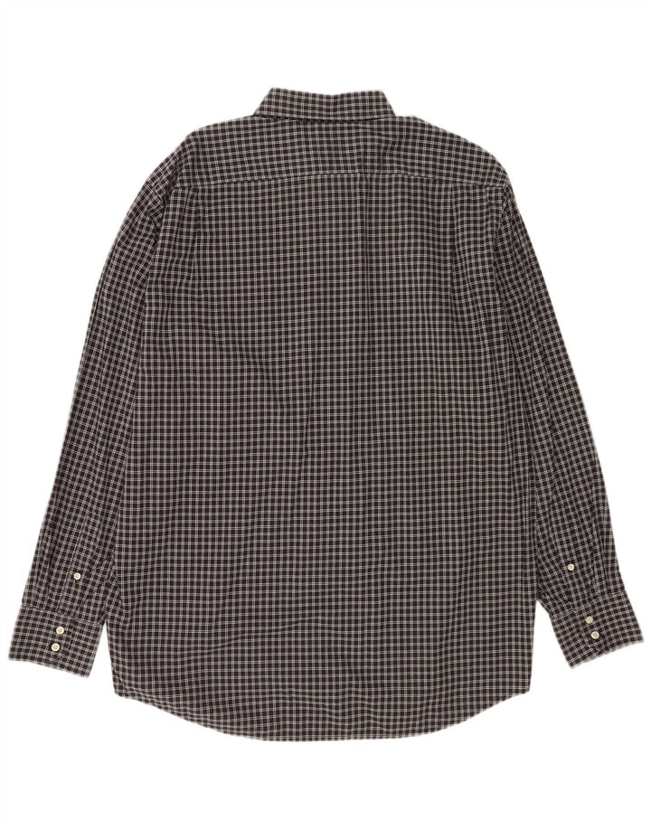 Мужская рубашка Lacoste, размер 44 XL, черный хлопок в клетку