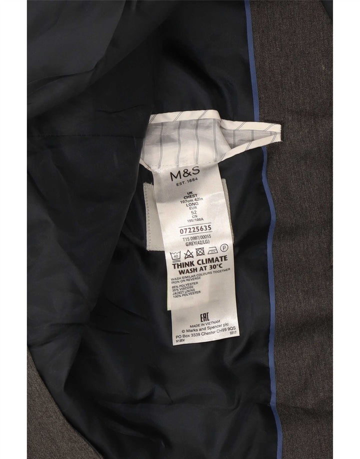 Мужской пиджак на двух пуговицах Marks & Spencer UK 42, большой серый полиэстер