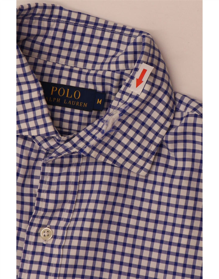 Мужская рубашка Polo Ralph Lauren среднего цвета из хлопка в мелкую клетку синего цвета