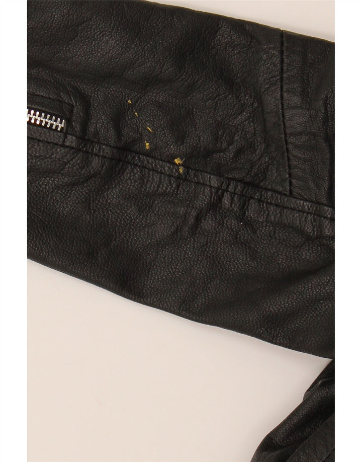SOUTH SIDE SERPENTS Womens Graphic Leather Biker Jacket UK 12 Medium Black Vintage South Side Serpents and Second-Hand South Side Serpents from Messina Hembry 