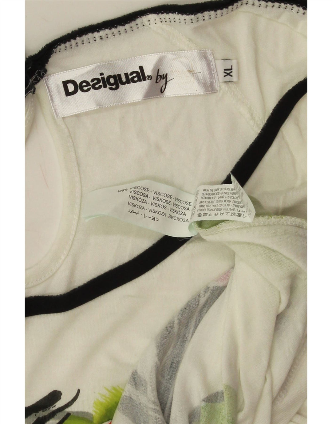 Женская футболка с рисунком Desigual Top UK 18 XL Off White Viscose