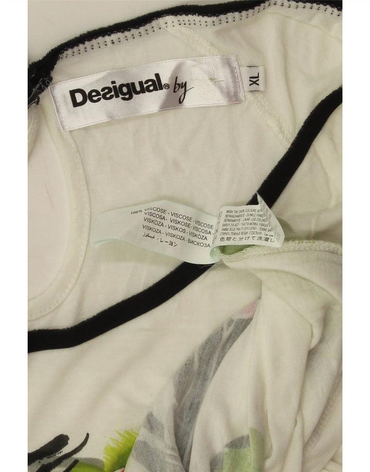 Женская футболка с рисунком Desigual Top UK 18 XL Off White Viscose