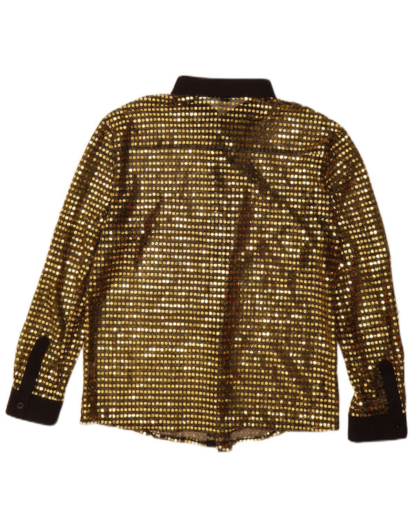 Vintage Womens Shirt Blouse UK 18 XL Gold Polyester