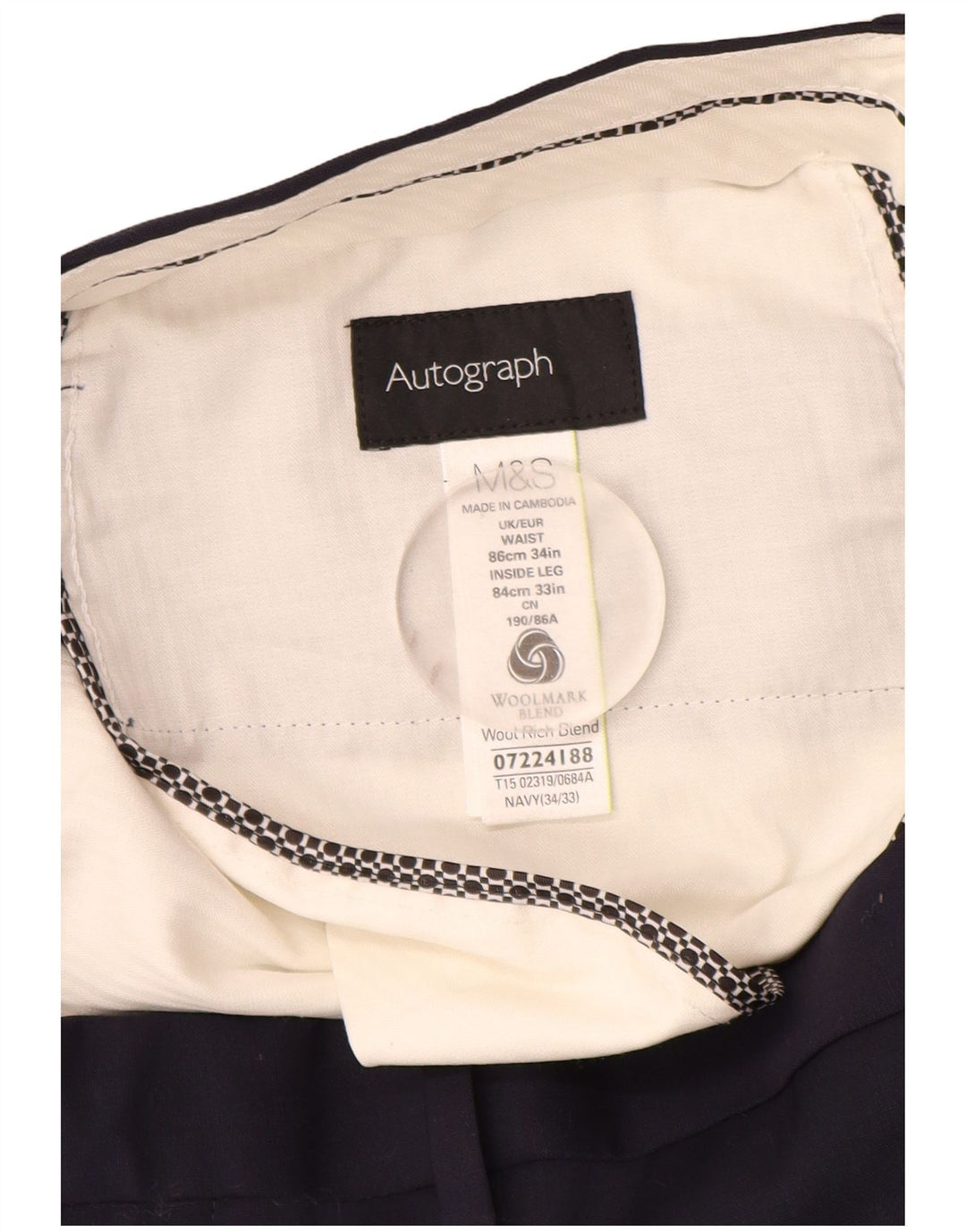 Мужские прямые костюмные брюки Marks & Spencer с автографом W34 L33 темно-синие