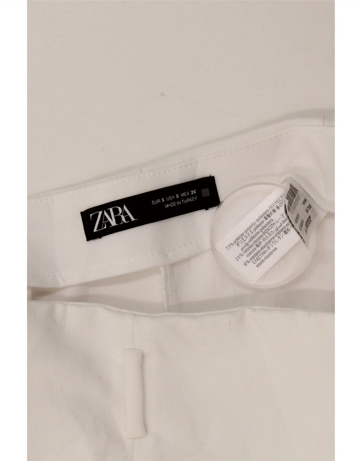 Zara Женские повседневные шорты с высокой талией, маленькие W26, белый полиэстер