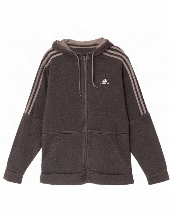 Мужской свитер с капюшоном на молнии Adidas среднего серого цвета, хлопок