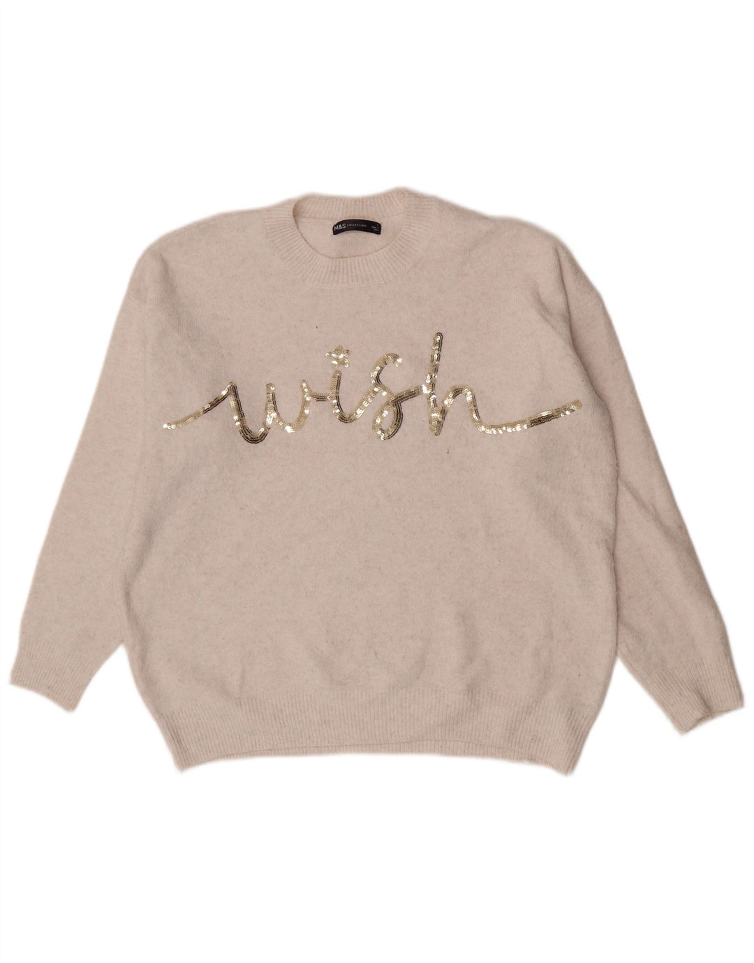 Женский джемпер с круглым вырезом Marks & Spencer, Великобритания 16, большой Off White