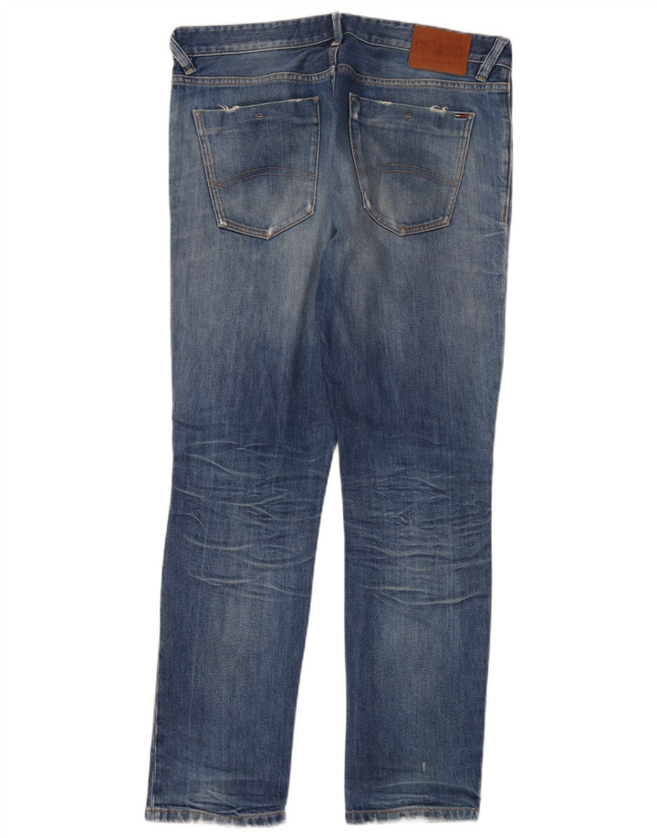 Мужские потертые узкие джинсы Tommy Hilfiger W34 L32, синий хлопок