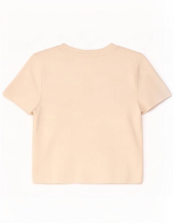 Женская укороченная футболка Zara UK 12, средний белый, вискоза