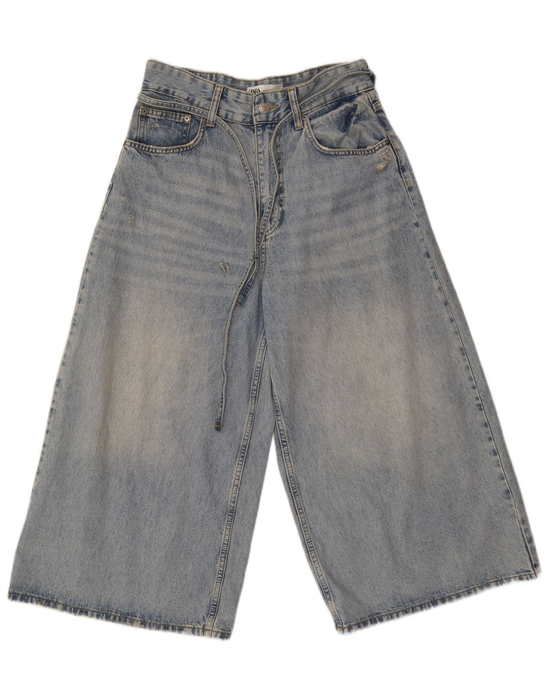 Женские широкие джинсы-капри Zara EU 40, средние W30 L21, синие, хлопок