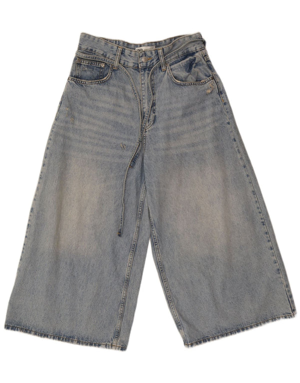 Женские широкие джинсы-капри Zara EU 40, средние W30 L21, синие, хлопок
