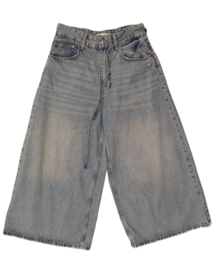 Женские широкие джинсы-капри Zara EU 40, средние W30 L21, синие, хлопок