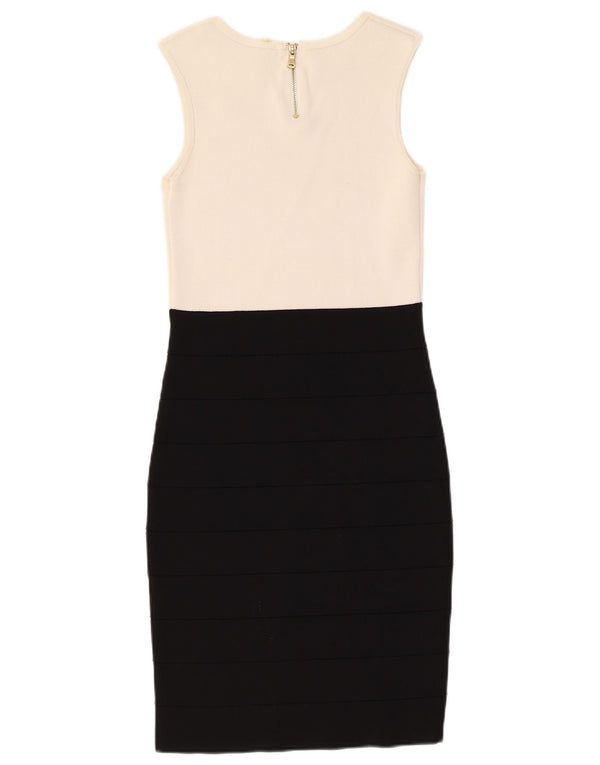 Guess Женское облегающее платье без рукавов UK 4 XS, черное с цветными блоками