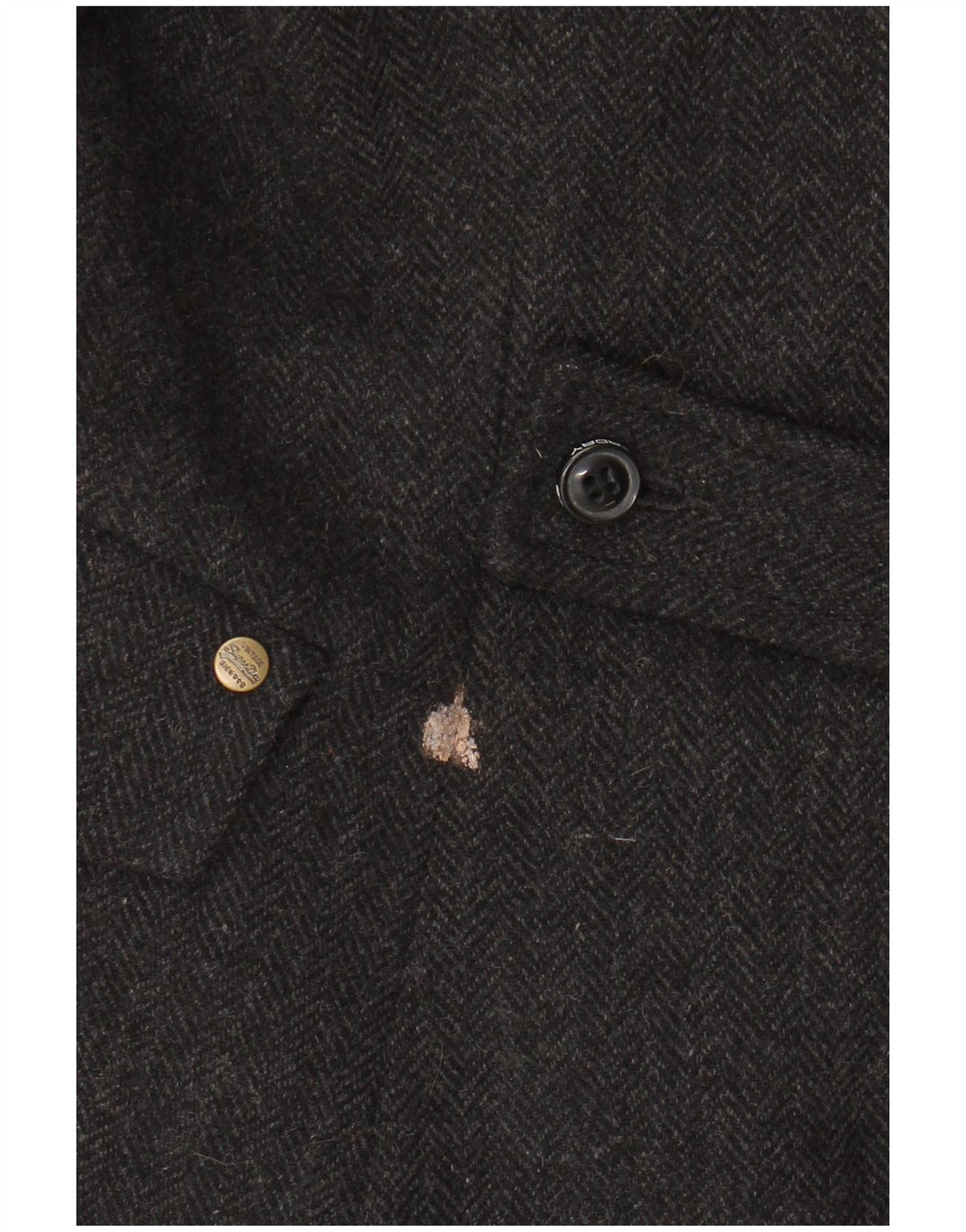 SUPERDRY Женский пиджак на 2 пуговицах UK 12 Средне-серый шерстяной узор с рисунком «елочка»