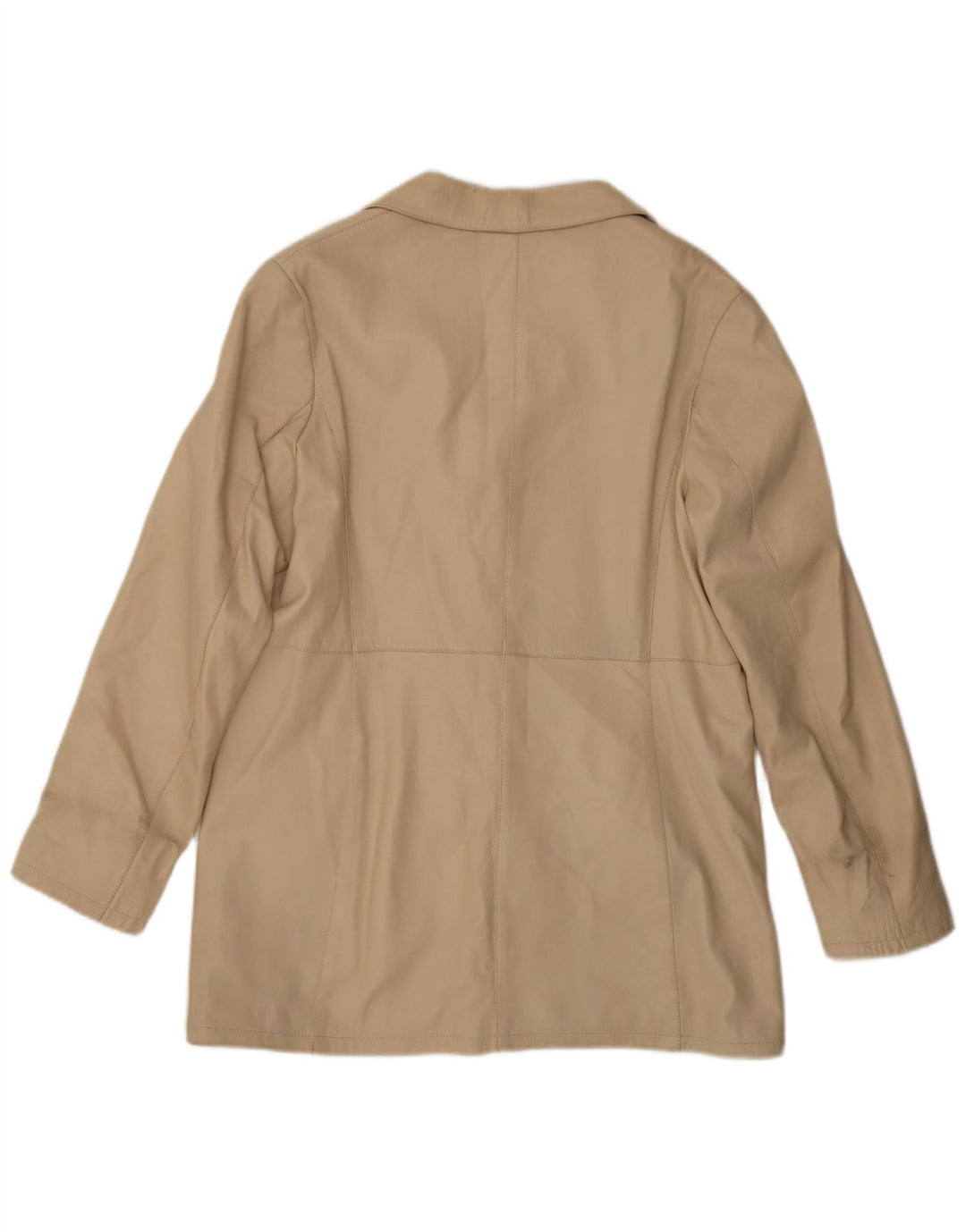 Винтажный женский кожаный пиджак на 3 пуговицах IT 48 XL Бежевый кожаный