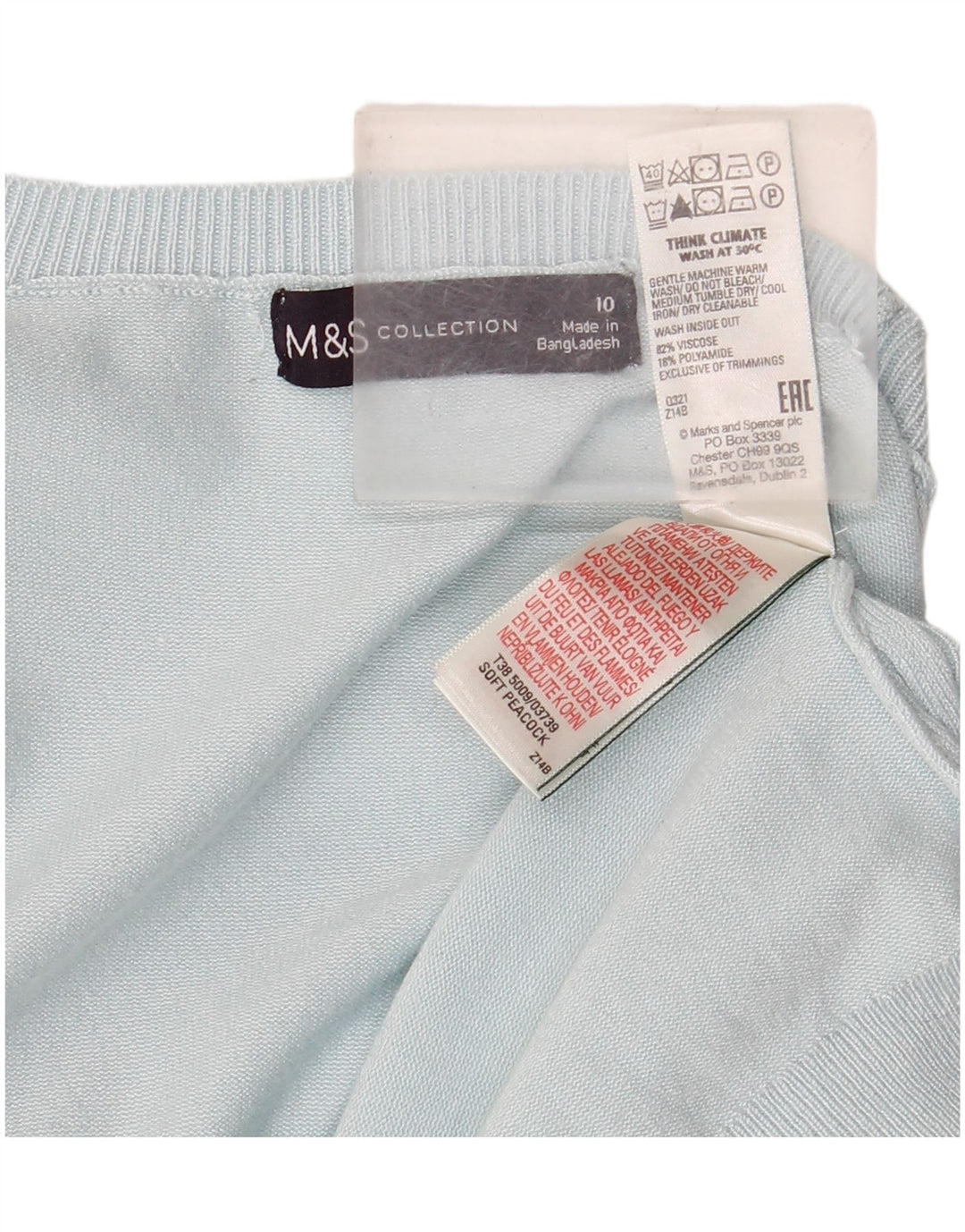 Женский укороченный джемпер с круглым вырезом Marks & Spencer, Великобритания, 10, маленький синий