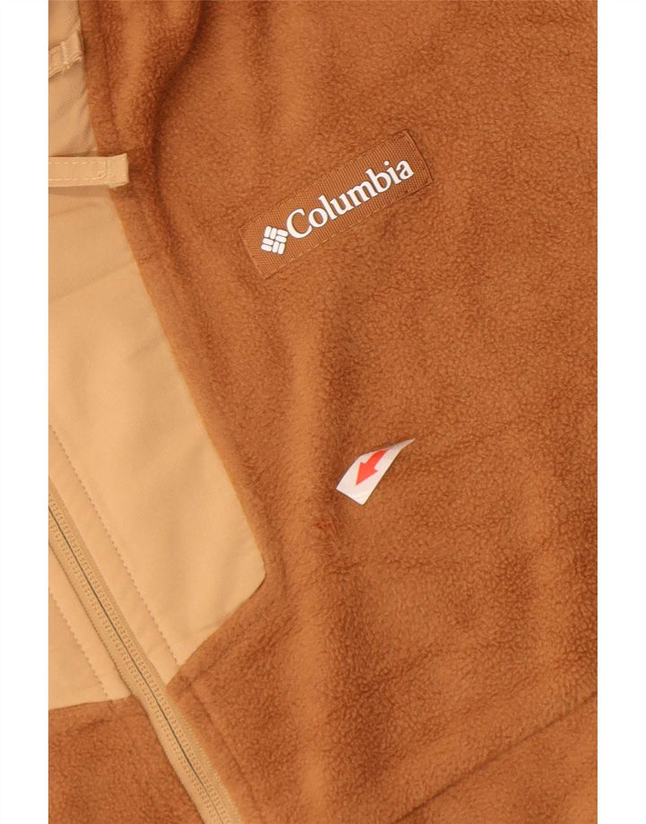Мужской флисовый джемпер Columbia с воротником на молнии, средний коричневый, полиэстер с цветными блоками