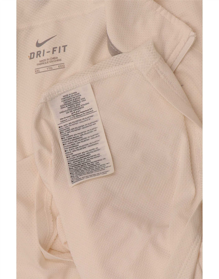 Мужская футболка Nike Dri Fit с воротником на молнии 2XL, белый полиэстер