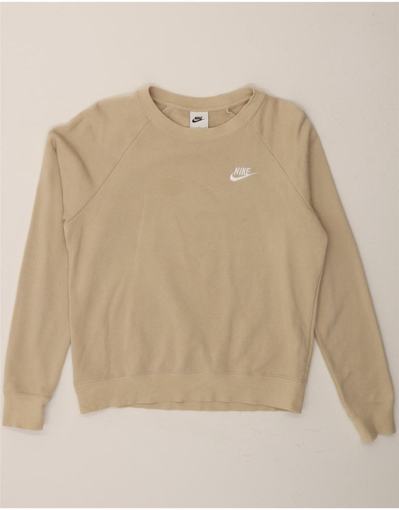 NIKE Womens Oversized Sweatshirt Jumper UK 10 Small Beige Polyester Vintage Nike and Second-Hand Nike from Messina Hembry 