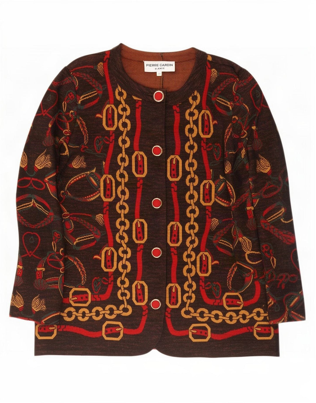 Pierre Cardin Женский пиджак с абстрактным узором на 5 пуговицах IT 48 XL Коричневый