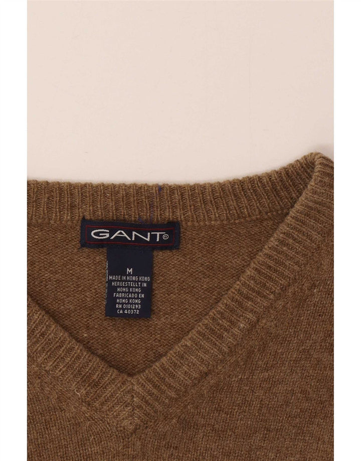Мужской джемпер Gant с v-образным вырезом, средний коричневый свитер из овечьей шерсти с крапинками