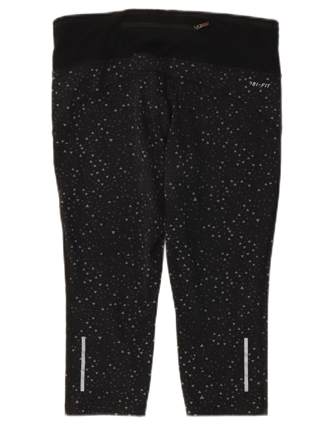 Женские леггинсы-капри Nike Dri Fit UK 10, маленькие черные, полиэстер с геометрическим рисунком
