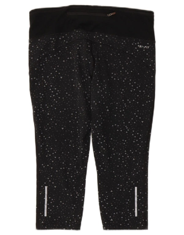 Женские леггинсы-капри Nike Dri Fit UK 10, маленькие черные, полиэстер с геометрическим рисунком