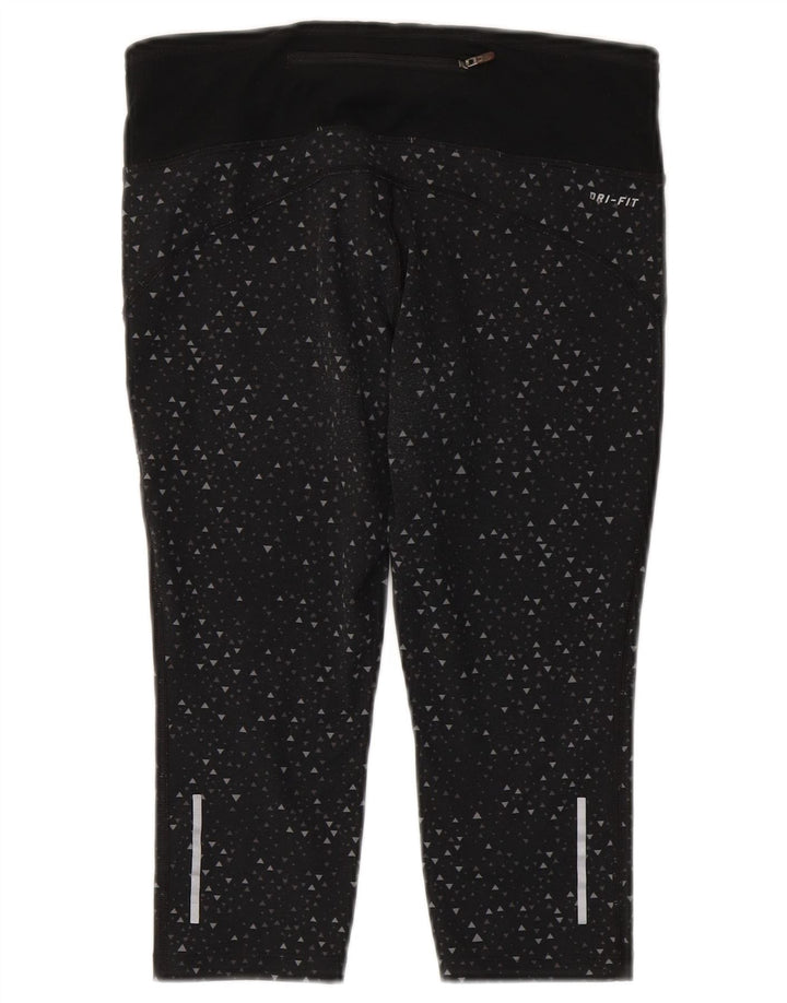 Женские леггинсы-капри Nike Dri Fit UK 10, маленькие черные, полиэстер с геометрическим рисунком