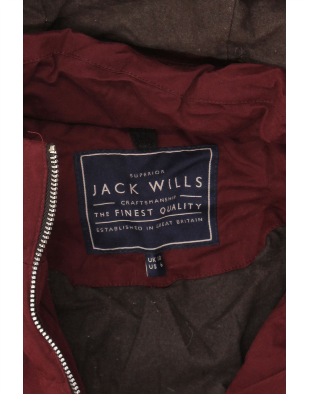 JACK WILLS Womens Oversized Hooded Padded Jacket UK 10 Small  Burgundy Vintage Jack Wills and Second-Hand Jack Wills from Messina Hembry 