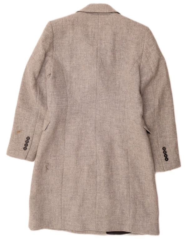 Женское двубортное пальто Zara UK 14, шерсть среднего серого цвета