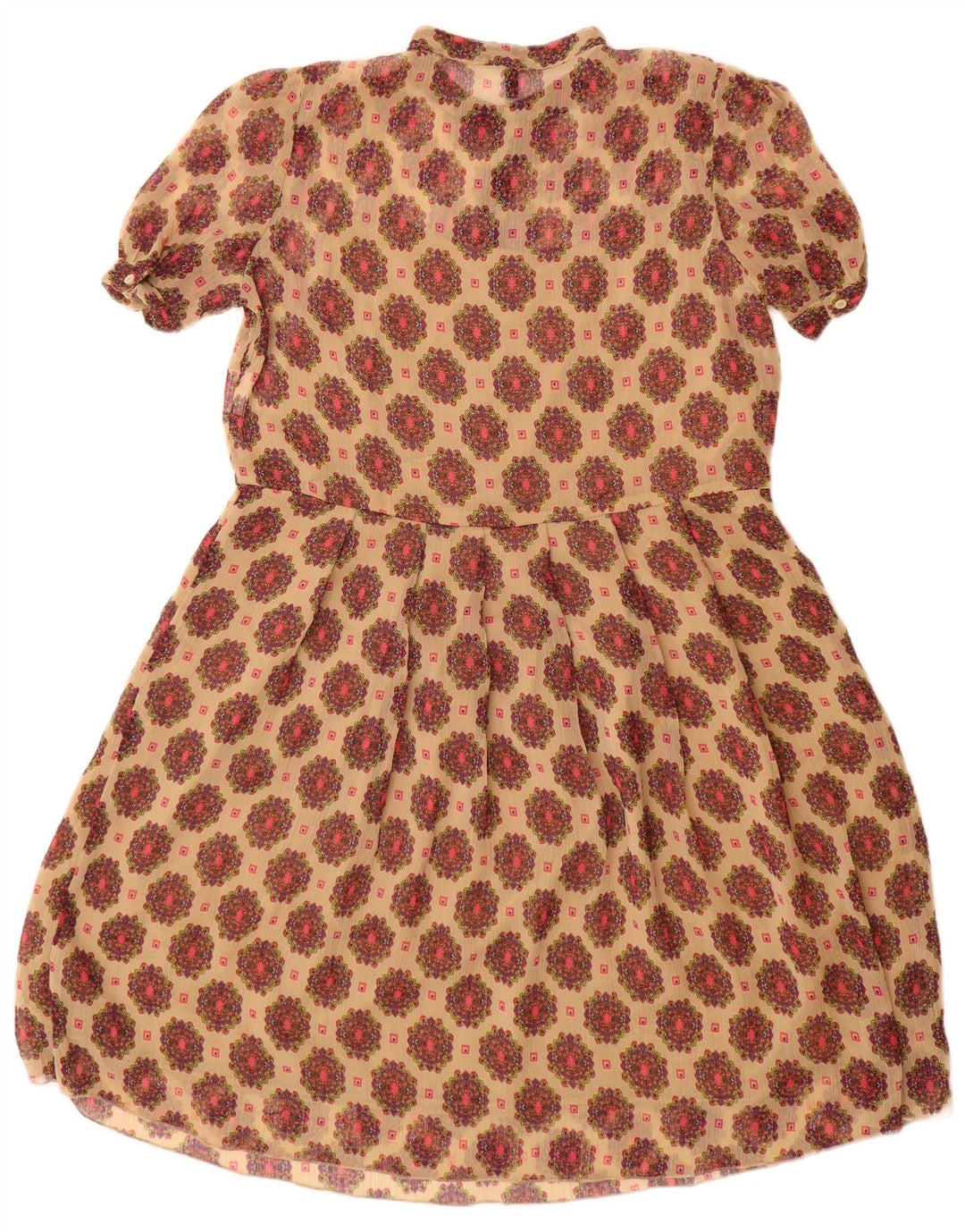 Женское платье-трапеция Benetton UK 12, средний бежевый с цветочным принтом