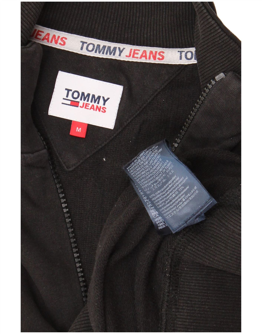 TOMMY HILFIGER Мужской свитшот с воротником на молнии, джемпер среднего размера, черный хлопок, хлопок