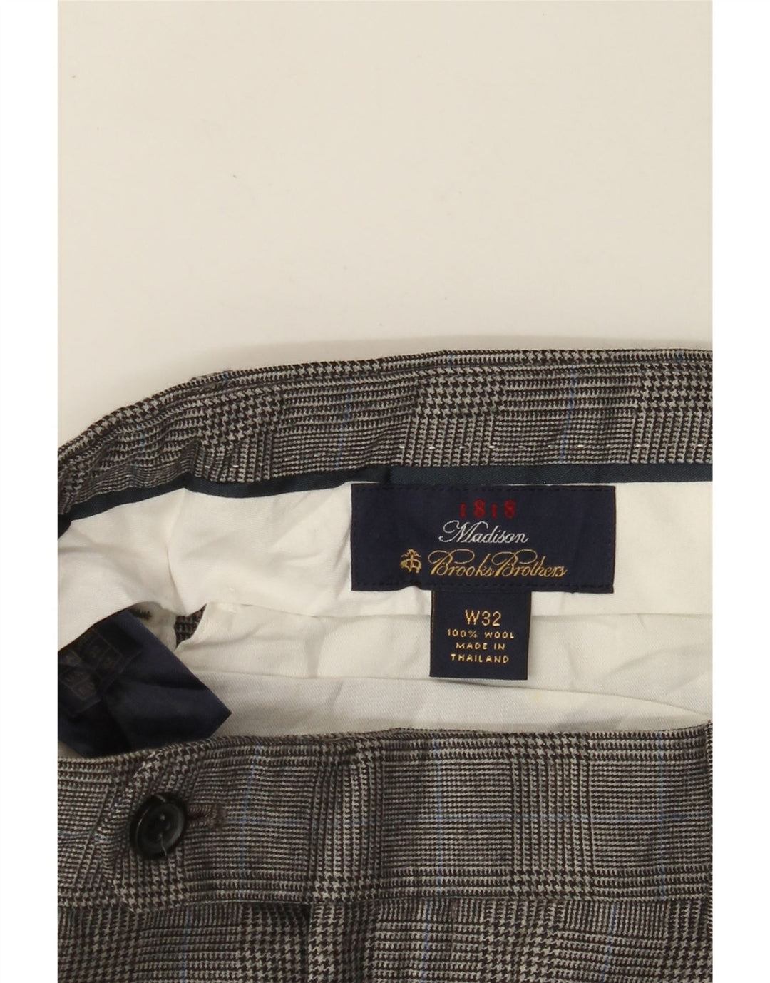 Мужские брюки BROOKS BROTHERS Madison с ремешком W32 L29 серые с узором "гусиные лапки"