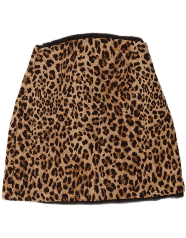 Женская мини-юбка Zara Small W26 Коричневая с животным принтом