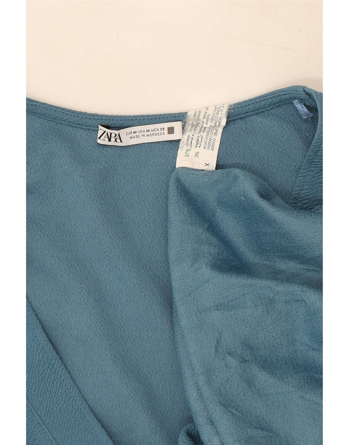 Женское платье прямого кроя Zara с короткими рукавами, Великобритания 14, средний синий полиэстер