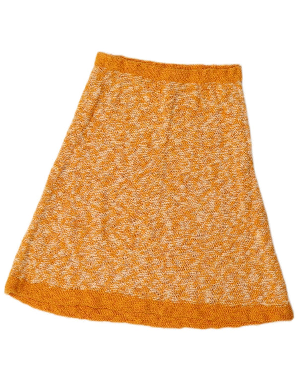 Винтажная женская трикотажная юбка-трапеция W24 XS, желтая в крапинку